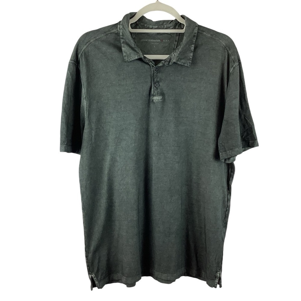 John Varvatos Gray Black Acid Wash Polo Shirt